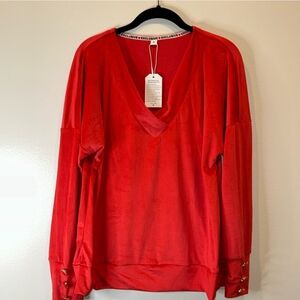 Super Soft Red Velour Top M